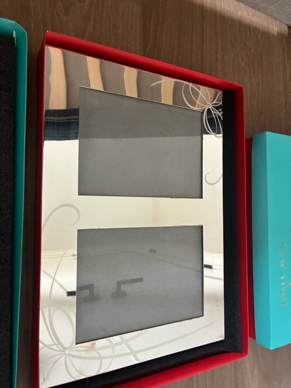 kate spade teal gift boxes with gold logo